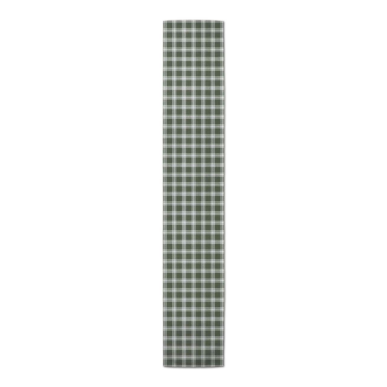 72" Plaid Hunter Green Cotton Twill Table Runner